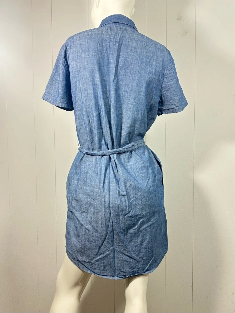 J crew Size 6 Denim Shirt Dress Womens Short Sleeve Button Down Belted Casual